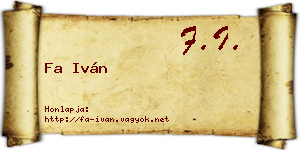 Fa Iván névjegykártya